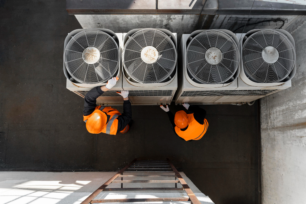 men working with equipment full shot